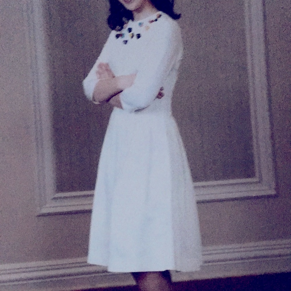 White jacquard party dress size 8